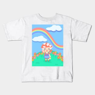 Fongy hongo kawaii infantil en el jardin Kids T-Shirt